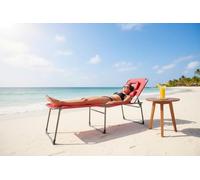 Garvee Tumbona plegable con agujero de lectura, silla reclinable portátil con respaldo ajustable de 5 posiciones, almohada y bolsillo lateral, cama solar con asiento de tela Oxford 600D para playa