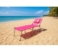 Garvee Tumbona plegable con agujero facial, silla reclinable portátil con respaldo ajustable de 5 posiciones, almohada y bolsillo lateral, cama solar con asiento de tela Oxford 600D para playa