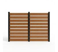 Garvee Valla de Ocultación de WPC para Jardín y Exterior, Panel de Privacidad Decorativo de 98x125 cm, Kit de 2 Unidades para Ocultar Aire Acondicionado, Color Teca Natural, Resistente a la Intemperie