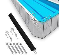 Garvee Valla de Seguridad Desmontable para Piscina 3,65 m, Barrera Modular de Fibra Compuesta 320GSM Antidesgarro sin Puerta, Protección Infantil y Mascotas en Exteriores, Instalación DIY, Negro
