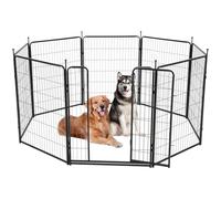 Garvee Valla robusta para perros pequeños y cachorros - Parque metálico para mascotas, 8 paneles, plegable y portátil, puerta ancha con umbral bajo, uso interior y adicional