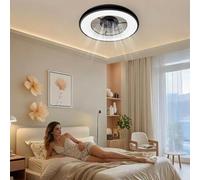 Garvee Ventilador de techo con lámpara LED y anillo acrílico - Diseño moderno circular - Iluminación ideal para el hogar - Kit de luz para ventilador - Estilo contemporáneo