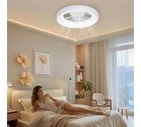 Garvee Ventilador de techo con lámpara LED y anillo acrílico - Diseño moderno circular - Iluminación ideal para el hogar - Kit de luz para ventilador - Estilo contemporáneo
