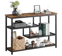 Garvee Versatile 4-Tier Narrow Console Table - Sofa Table with Glass Storage Shelf and Metal Frame - 39.4" Entryway Table - Ideal for Hallway, Living Room, Foyer, Bedroom, Small Spaces