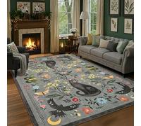 Garvee Washable Cat Area Rug - Soft Non-Slip Low Pile Animal, Floral & Butterfly Print Carpet for Living Room, Bedroom, Entryway, Kitchen, Kids Room, Dorm, Office