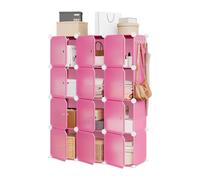 Garvee Zapatero 12 Compartimentos con Puertas, Organizador Modular ，Rosa | armario modular antipolvo para recibidor, pasillo o dormitorio; montaje sin herramientas y superficie fácil de limpiar.