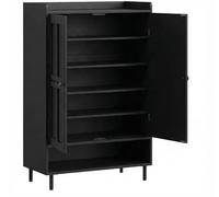 Garvee Zapatero de 6 Niveles con Puertas Perfiladas, Armario para Zapatos de Estilo Rústico Moderno con 3 Estantes Ajustables y Patas de Metal, Mueble de Entrada y Pasillo, 114 cm de Altura