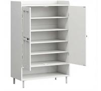 Garvee Zapatero de 6 Niveles con Puertas Perfiladas, Armario para Zapatos de Estilo Rústico Moderno con 3 Estantes Ajustables y Patas de Metal, Mueble de Entrada y Pasillo, 114 cm de Altura