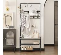 Garvee Zapatero de Entrada, Material MDF y Metal, Estilo Industrial, Ahorra Espacio, Color Gris y Negro, para Entrada y Pasillo,60×30×180 cm