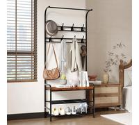 Garvee Zapatero de Entrada, Material MDF y Metal, Estilo Industrial, Ahorra Espacio, Color Negro y Marrón, 60×30×180 cm, para Pasillo