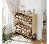 Garvee Zapatero De Entrada Moderno con Dos Cajones Giratorios, Estante Ajustable y Patas De Metal. Organizador Independiente Que Ahorra Espacio para Pasillo, Recibidor o Armario. Blanco o Roble.