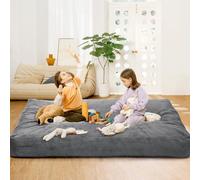 GarveeHome 2-in-1 Convertible Bean Bag Chair to Full Bed - Memory Foam Filler, Washable Corduroy Cover - Light Gray, Full Size (Ball: 44" D x 27" H, Mattress: 75" x 54" x 10")