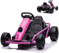 GarveeHome 24 V Gokart, Outdoor Go Kart, 2 Motores de 300 W, Coche eléctrico, 8 km/h, con música y Arranque Suave, para 8-12 años
