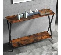 GarveeHome 31.5 Inch Console Tables for Entryway, 2-Tier Behind Couch Table with Shelves, Narrow Entryway Table, Farmhouse Sofa Table for Living Room Dinning Room Bedroom, Rustic Brown