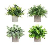GarveeHome 4 Plantas Artificiales con Maceta, pequeñas Plantas Artificiales de plástico, Plantas Decorativas de plástico, Plantas Falsas, Plantas Artificiales para Escritorio, salón, Oficina y baño