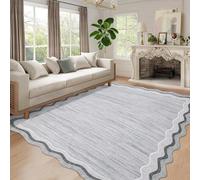 GarveeHome Alfombra festoneada Lavable de 8 x 10 pies para Sala de Estar o Dormitorio, Alfombra Grande festoneada sólida Antideslizante, Resistente a Las Manchas, fácil de Limpiar, Apta para niños y