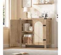 GarveeHome Aparador Boho Multifuncional para Entrada - Puertas de Mimbre, estantes Ajustables, diseño Moderno - Mueble recibidor, salón o Comedor