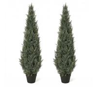 GarveeHome Árbol Artificial De Ciprés 120cm Realista y Siempre Verde - Topiario Decorativo Resistente UV Para Interior y Exterior - Planta Falsa Con Maceta Sin Mantenimiento Para Jardín Terraza - 2pcs