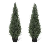 GarveeHome Árbol Artificial De Ciprés 150cm Realista y Siempre Verde - Topiario Decorativo Resistente UV Para Interior y Exterior - Planta Falsa Con Maceta Sin Mantenimiento Para Jardín Terraza - 2pcs