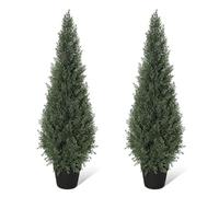 GarveeHome Árbol Artificial De Ciprés 90cm Realista y Siempre Verde - Topiario Decorativo Resistente UV para Interior y Exterior - Planta Falsa con Maceta Sin Mantenimiento para Jardín Terraza - 2pcs