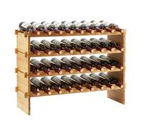 GarveeHome Botellero apilable de Madera - Estante Modular Independiente para Vino - Almacenamiento sólido y Estable - Montaje fácil sin Herramientas - Capacidad 36 Botellas, 4 Niveles - 84x26x54 cm