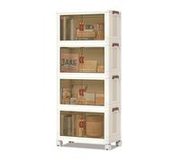 GarveeHome Cajas de almacenamiento con tapa, cajas de almacenamiento apilables de plástico de 4 niveles con 1 tapa de 80 l/nivel, contenedores de almacenamiento plegables con ruedas, organizador de