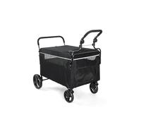 GarveeHome Carrito plegable 2 en 1 para perros grandes de hasta 50 kg, con ventanas de red, soporte para bebidas y ruedas de 360 °, carrito de transporte para mascotas