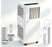 GarveeHome Climatizador portátil 7000 BTU 3 en 1 con tubo de escape, silencioso, pantalla digital, mando a distancia, temporizador de 24 horas, kit de instalación de ventanas, para habitaciones de