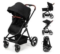 GarveeHome Cochecito De Bebé 2 En 1 Plegable Ligero Con Capazo Reversible y Ruedas Todo Terreno 0-36 Meses Aluminio