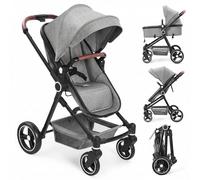 GarveeHome Cochecito De Bebé 2 En 1 Plegable Ligero Con Capazo Reversible y Ruedas Todo Terreno 0-36 Meses Aluminio