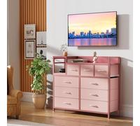 GarveeHome Cómoda de 9 cajones para Entrada - Amplio Almacenamiento, Patas Ajustables, diseño Moderno Multifuncional y fácil de Mantener, Estructura Resistente de Metal y Madera, Estante Superior
