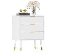 GarveeHome Cómoda Moderna de Madera con 3 cajones - Diseño Minimalista con Tiradores y Patas metálicas - Organizador para Dormitorio