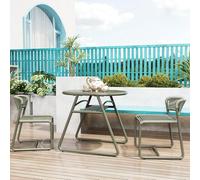 GarveeHome Conjunto Bistró Resistente y Ergonómico para Jardín - Mesa y Sillas Modernas De Hierro - Fácil De Limpiar, Compacto, Ideal para Terraza, Patio o Balcón