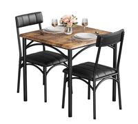 GarveeHome Conjuntos De Mesa De Comedor De 3 Piezas, Mesa De Cocina con 2 Sillas Tapizadas, Mesa De Comedor Cuadrada para 2 Personas para Espacios Pequeños, Cocinas y Apartamentos
