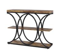 GarveeHome - Consola de Entrada escandinava de Madera, Mesa de Entrada con 2 estantes de Almacenamiento, Marco metálico, Mueble de Entrada, Mesa Auxiliar, Punta de sofá, para Entrada, salón, Pasillo