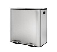 GarveeHome Cubo basura cocina sistema separación residuos 2 compartimentos pedal metálico tapa cierre suave reciclaje residuos orgánicos cubos interiores extraíbles (Color acero inoxidable, 2 x 40 L)
