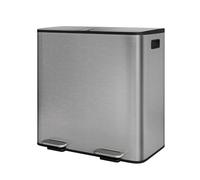 GarveeHome Cubo basura cocina sistema separación residuos 2 compartimentos pedal metálico tapa cierre suave reciclaje residuos orgánicos cubos interiores extraíbles (Gris mate, 2 x 40 L)