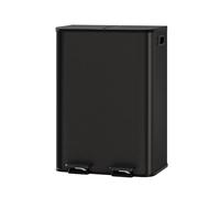 GarveeHome Cubo basura cocina sistema separación residuos 2 compartimentos pedal metálico tapa cierre suave reciclaje residuos orgánicos cubos interiores extraíbles (Negro mate, 2 x 30 L)