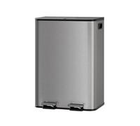 GarveeHome Cubo basura cocina sistema separación residuos 2 compartimentos pedal metálico tapa cierre suave reciclaje residuos orgánicos cubos interiores extraíbles (Gris mate, 2 x 30 L)