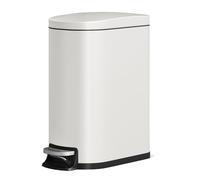 GarveeHome Cubo de Basura Metálico 10 L Tapa para Baño, Delgado e Impermeable para Dormitorio, Pequeño con Pedal, Cubo Interior, Asa Trasera y Tapa de Cierre Suave (Blanco, 50L)