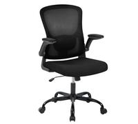 GarveeHome Ergonomic Mesh Office Chair with Adjustable Lumbar Support, Fold-Up Armrests & 350lbs Capacity - High Back Swivel Desk Chair for Home, Office Black Net