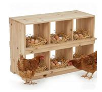 GarveeHome Estable Caja de Madera para Pollos, Doble Nivel, con 6 Compartimentos, Montaje en Pared o Suelo, con protección contra Huevos y Percha, cómodo y Resistente a los Rayos UV para gallinas