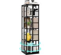 GarveeHome Estantería giratoria de 5 Niveles con rotación de 360°, Torre de Libros Estrecha con rieles metálicos para salón, Oficina y apartamento (40 x 40 x 137 cm)