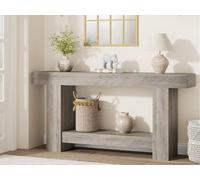 GarveeHome Farmhouse 2-Tier Console Table for Entryway or Living Room - Long Wooden Sofa Table with Open Storage Shelf - Light Grey, 1.6 Meters