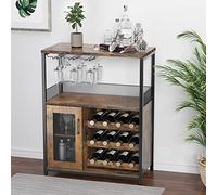 GarveeHome Gabinete para vino, Bar Industrial 92x35x70 cm, Estantería ajustable con soporte para copas, Gabinete de vino para cocina, comedor, sala de estar, muebles para cafetería - A