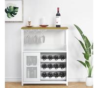 GarveeHome Gabinete para vino, gabinete de bar industrial 70x35x92 cm, estante de vino ajustable con soporte para vasos, gabinete de vino para cocina, comedor, sala de estar, muebles para cafetería