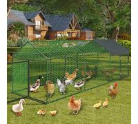 GarveeHome Gallinero metálico Grueso y Robusto para jardín - Cubierta Impermeable y Anti-UV - Jaula Exterior para gallinas y Aves - 3 Compartimentos, 3 Puertas, Tubo Cuadrado, 120×40×40 Pulgadas,