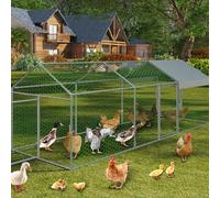 GarveeHome Gallinero metálico Grueso y Seguro para Exteriores - Resistente al Agua y Rayos UV - Ideal para jardín, Patio o Granja - para gallinas, Patos, Conejos y Mascotas - 3 Compartimentos, 3
