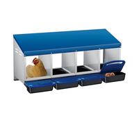 GarveeHome Heavy-Duty Metal Chicken Nesting Box -4 Compartments, Roll Away Tray & Lid, Rustproof Galvanized Steel, Egg Collection, Ventilated, Wall Mount or Freestanding, gallinero exterior Four Grids