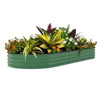 GarveeHome - Jardinera de Acero galvanizado, Ovalada, de Fondo Abierto, Duradero y antioxidante, Bandeja elevada/Cama de jardín para Cultivo Vegetal, Hierbas, Flores(240 x 120 x 45 cm, Verde)